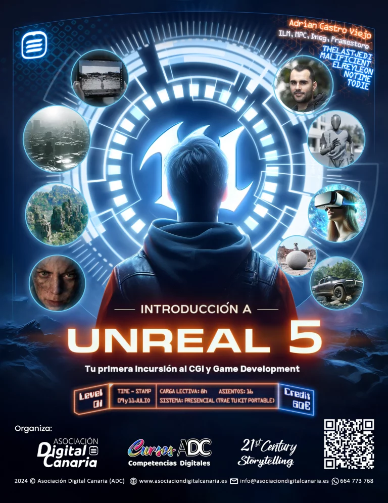 Cartel de Introducción a Unreal Engine 5.4 de Cursos ADC